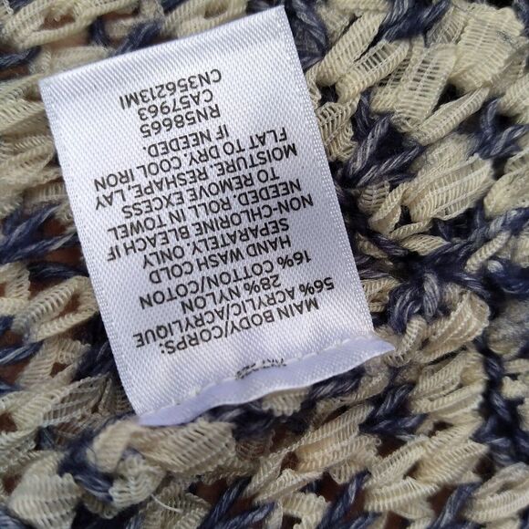 Caslon size L open front cardigan ribbon yarn blue white - Picture 8 of 11